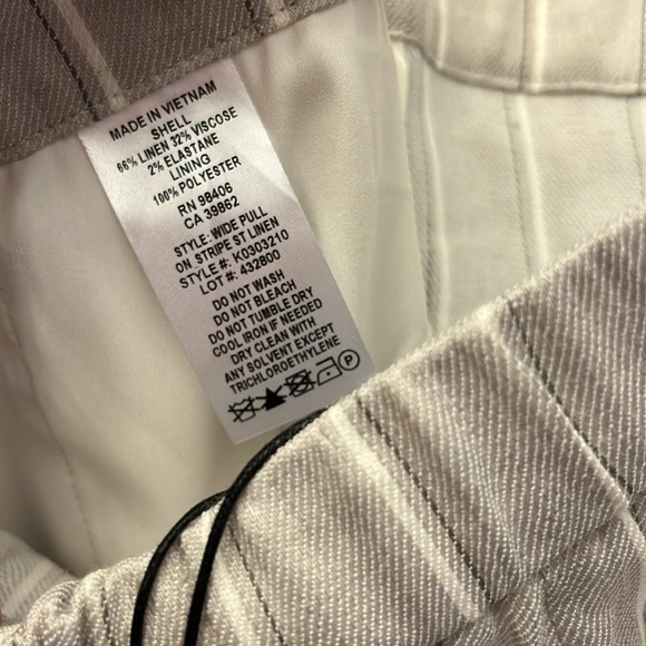 THEORY NWT Wide Leg Pull On Grey Multi
Stripe Linen Pant - Size L - Picture 8 of 10